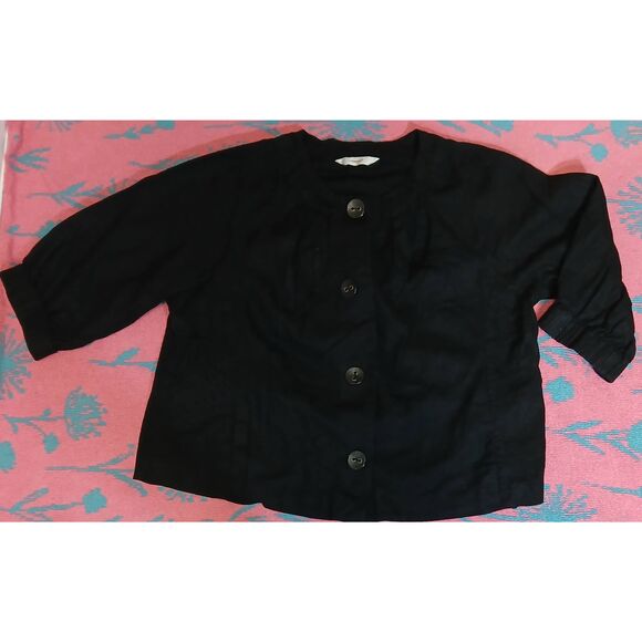 CJ Banks Jackets & Blazers - Cj banks womens xl linen jacket black spring summer lightweight 3/4 sleeve